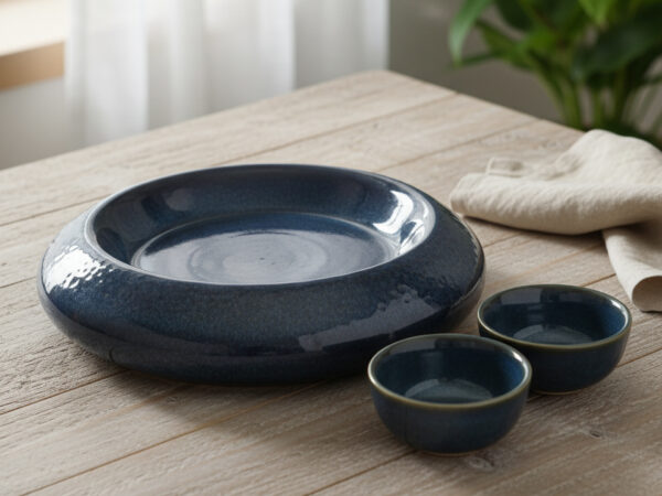 Ceramic Pan Asian Platter Set - Stone Indigo