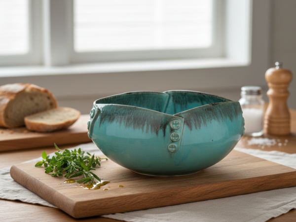 Stoneware Ceramic Serving Bowl Large turquoise Blue - Sapphire Mist