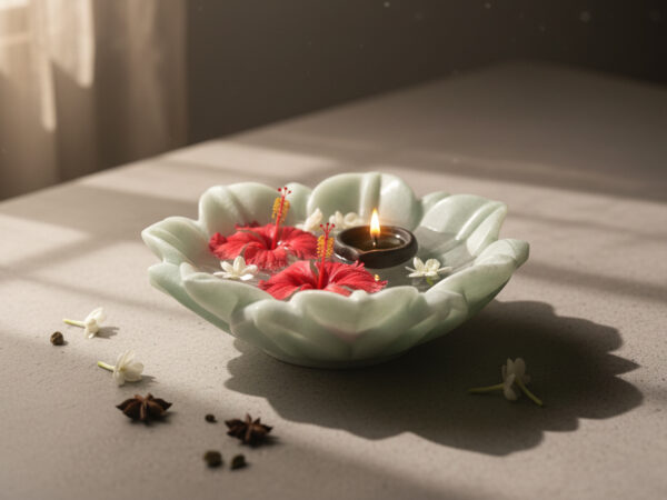 Handcrafted Lotus Marble Urli Decorative Plate