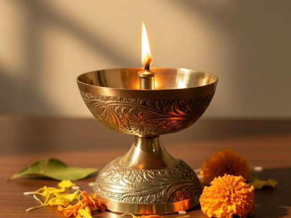 Pure Brass Meenakari Akhand Deepak