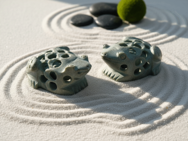 Handcrafted Home Decor Soapstone Frog Figurines (set of 2)