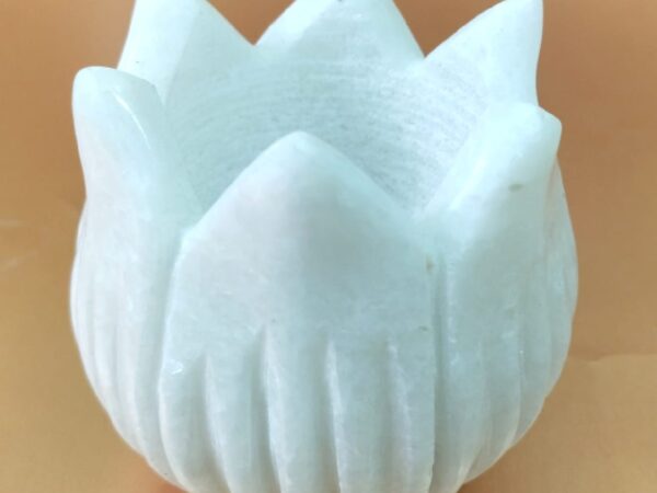Handcrafted White Marble Lotus Candle Holder