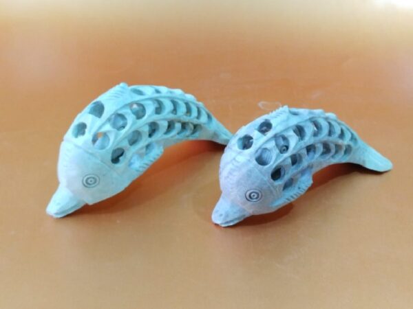 Handcrafted Soapstone Dolphin Figurines – Jali Carving (set of 2)