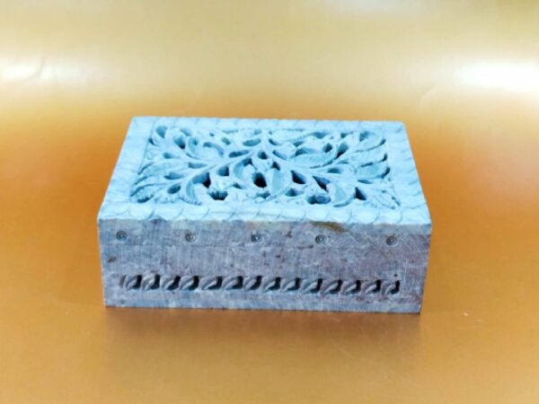 Handcrafted Soapstone Carving Multipurpose Box - Rectangle