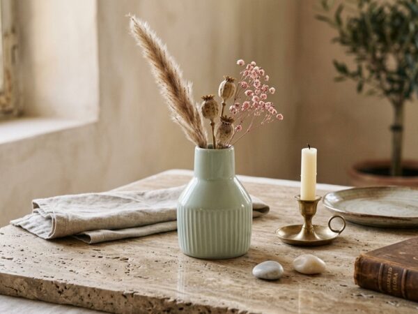 Mini Fluted Ceramic Vase - Powder Blue