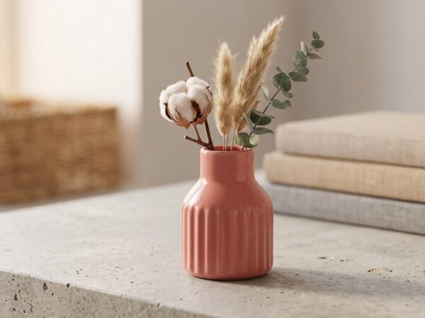 Mini Fluted Ceramic Vase - Rust Red