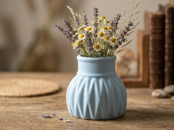 Mini Fluted Ceramic Vase - Blue