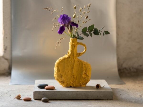 Ceramic Vase Textured - yellow