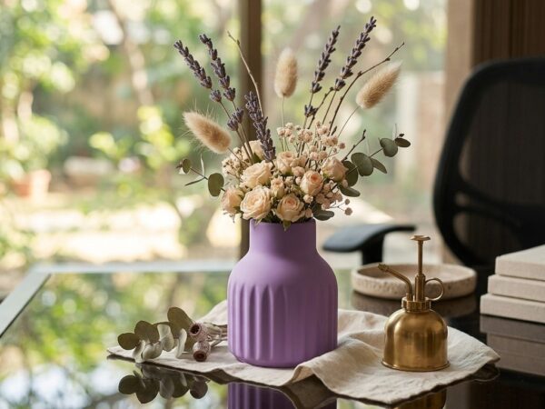 Mini Fluted Ceramic Vase - Purple
