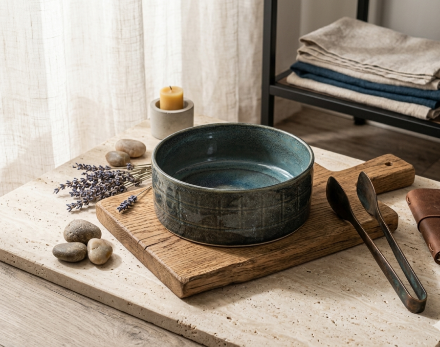 Deep Dark Green Ceramic Serving Bowl for Dining and Salad - DAZOR