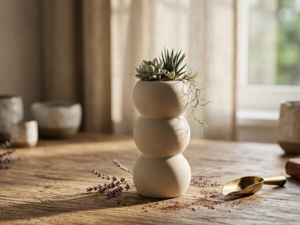 Solara Stack – white Stacked Ball Ceramic Vase for Home Decor