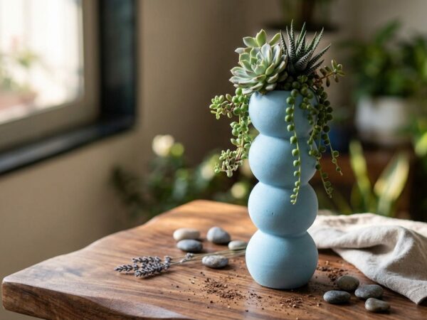 Solara Stack – Powder Blue Stacked Ball Ceramic Vase for Home Decor