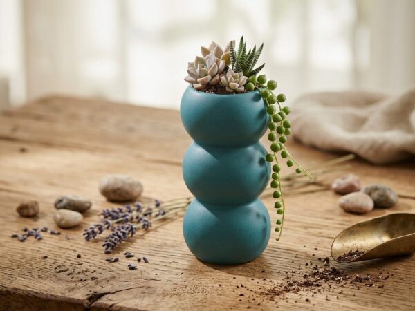 Modern Stacked Ball Ceramic Vase – Green