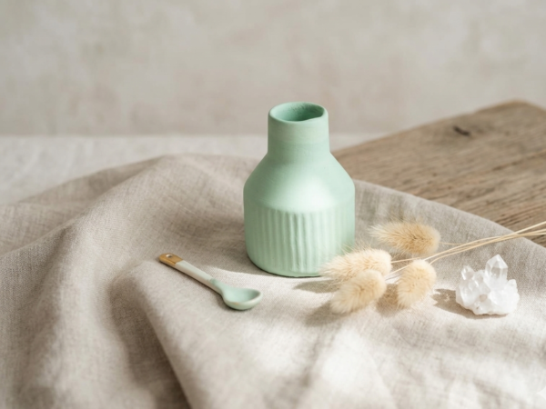 Mini Fluted Ceramic Vase - Blue