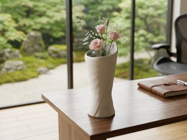 Modern textured Ceramic Vase - White