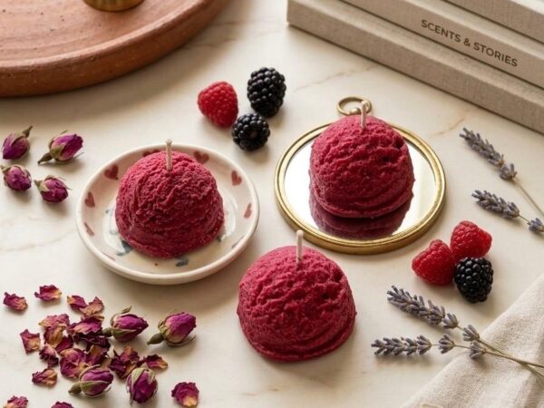 Berry Scented Ice Cream Scoop Shaped Handcrafted Candles - DAZOR