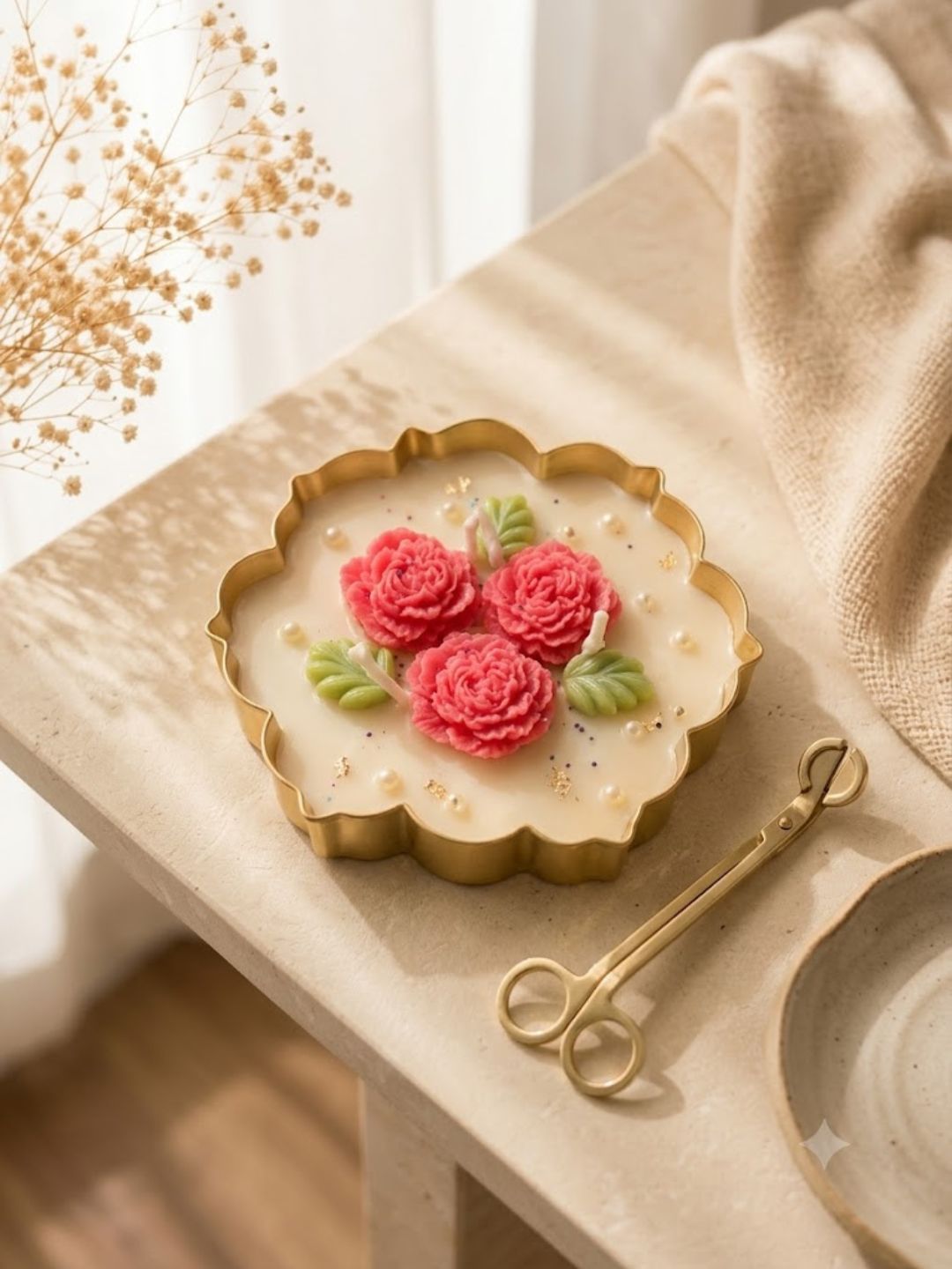 Handcrafted Floral Wax Urli Candle